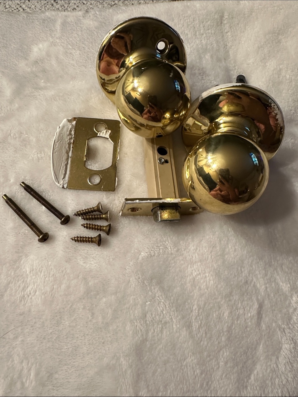 Brass Finish Round Door Knob Set - Gold